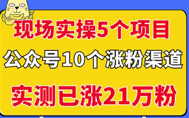 1656113833 现场实操5个公众号项目，10个涨粉渠道，实测已涨21万粉！