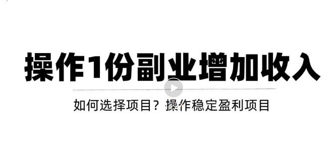 1658413953 新手如何通过操作副业增加收入，从项目选择到玩法分享！【视频教程】