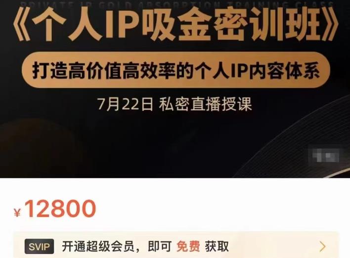 1659620594 桔子会个人IP吸金密训班，打造高价值高效率的个人IP内容体系（价值12800元）