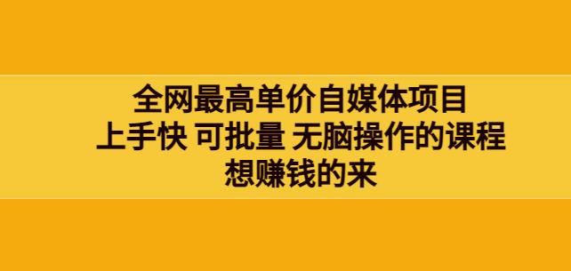 1661124307 网最单高价自媒体项目：上手快可批量无脑操作的课程，想赚钱的来