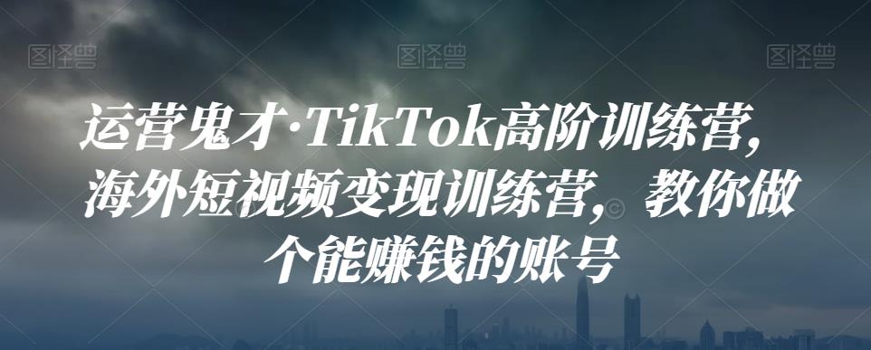 1661622743 运营鬼才·TikTok高阶训练营，海外短视频变现训练营，教你做个能赚钱的账号