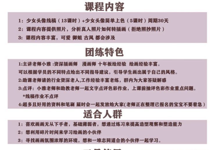 【缺课】付小雅少女头像团练1+2期2021年8月Ipad插画课【画质高清有笔刷】