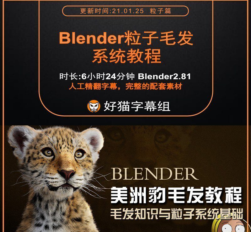 Blender零基础 毛发和粒子篇 Blender毛发知识与粒子系统基础（美洲豹）