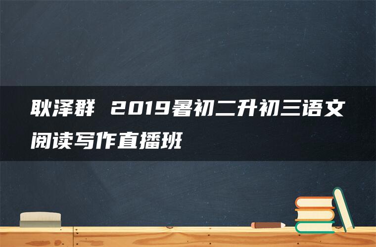 耿泽群 2019暑初二升初三语文阅读写作直播班