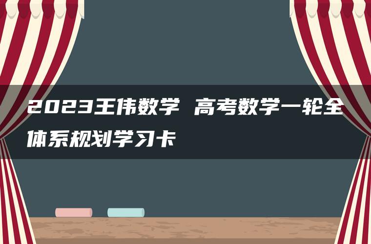 2023王伟数学 高考数学一轮全体系规划学习卡