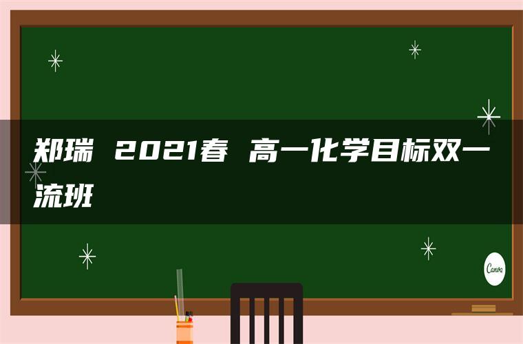 郑瑞 2021春 高一化学目标双一流班