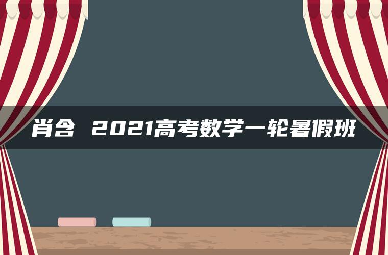 肖含 2021高考数学一轮暑假班