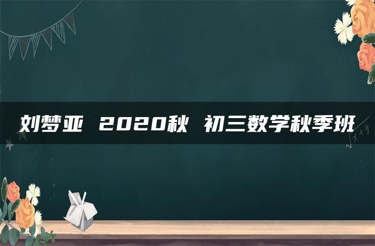 刘梦亚 2020秋 初三数学秋季班