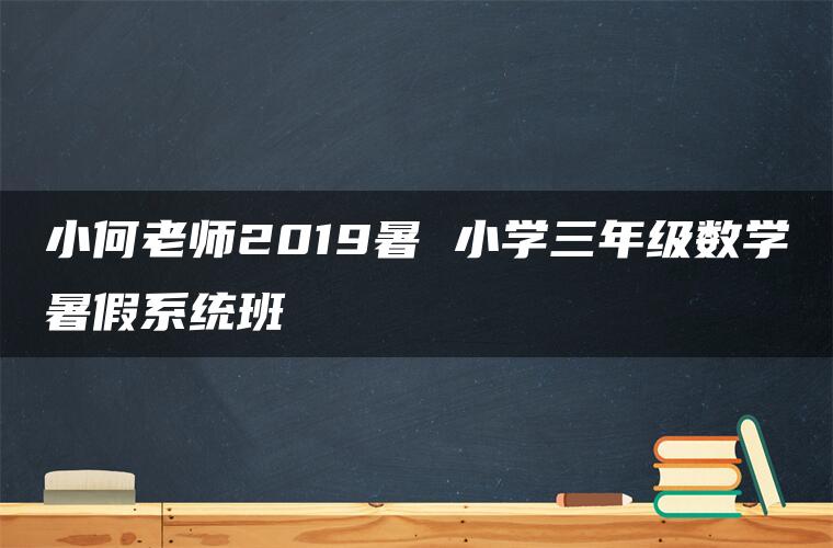 小何老师2019暑 小学三年级数学暑假系统班