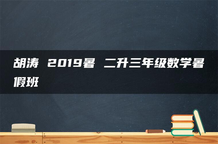 胡涛 2019暑 二升三年级数学暑假班