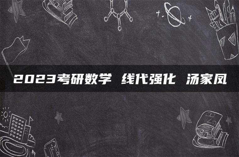 2023考研数学 线代强化 汤家凤