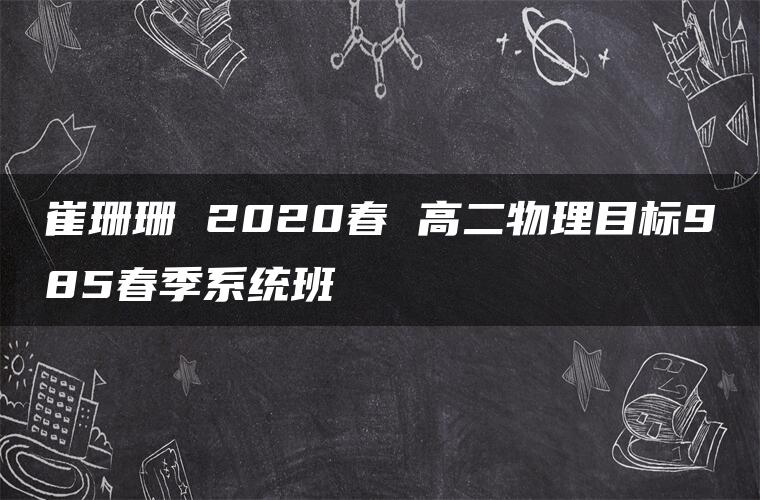 崔珊珊 2020春 高二物理目标985春季系统班