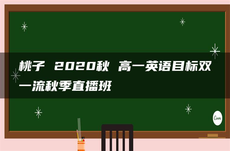 桃子 2020秋 高一英语目标双一流秋季直播班