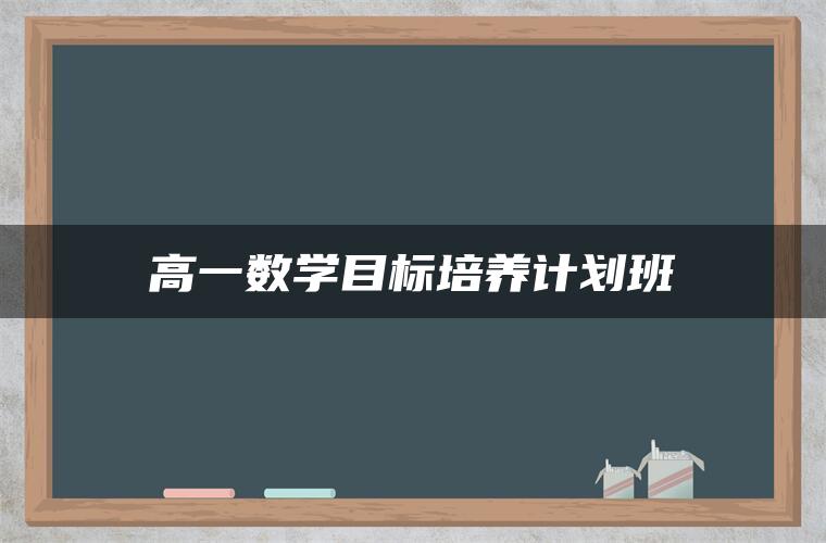 高一数学目标培养计划班