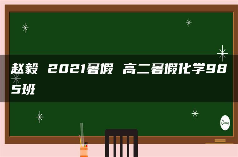 赵毅 2021暑假 高二暑假化学985班