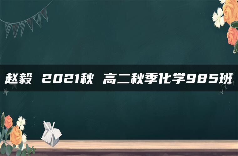 赵毅 2021秋 高二秋季化学985班