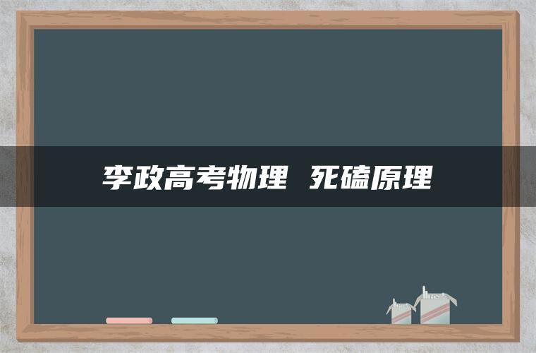 李政高考物理 死磕原理