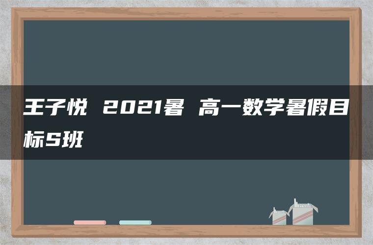 王子悦 2021暑 高一数学暑假目标S班