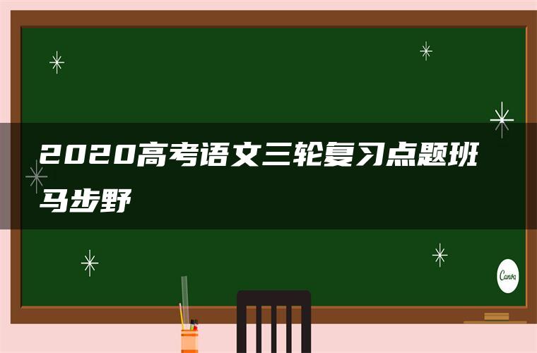 2020高考语文三轮复习点题班 马步野