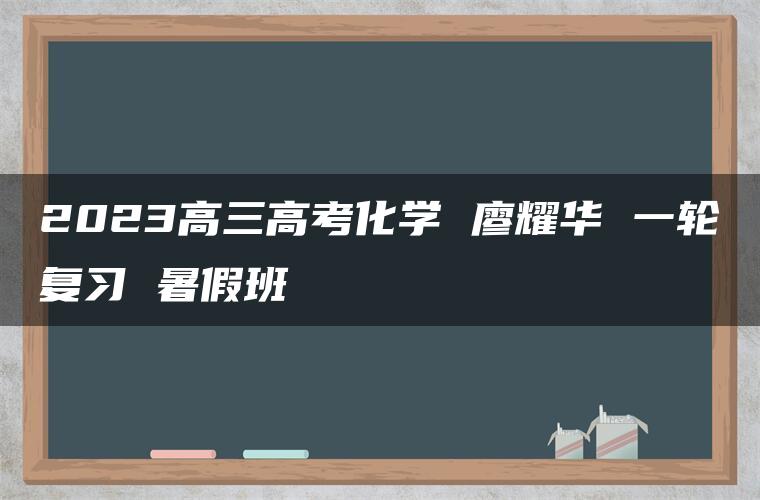 2023高三高考化学 廖耀华 一轮复习 暑假班