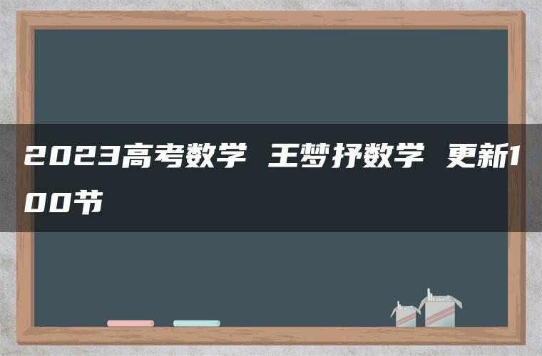 2023高考数学 王梦抒数学 更新100节