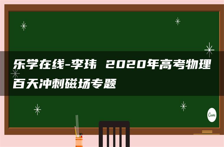 乐学在线-李玮 2020年高考物理百天冲刺磁场专题