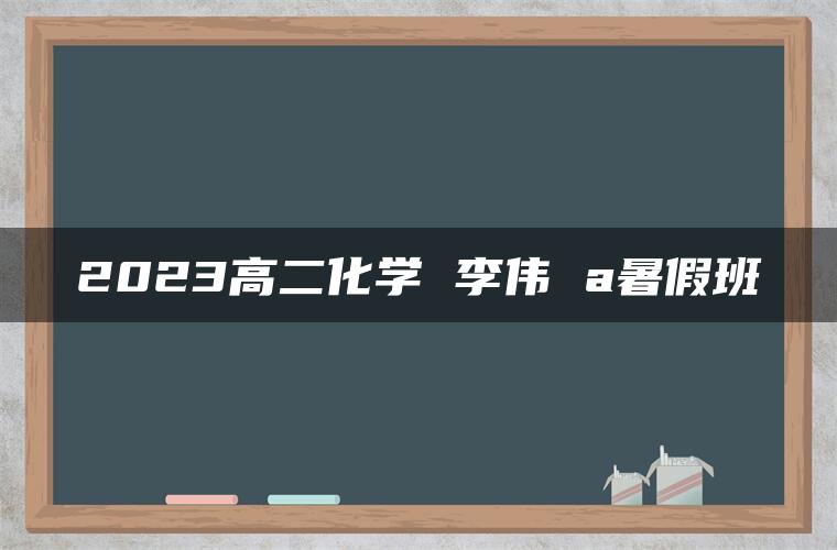 2023高二化学 李伟 a暑假班