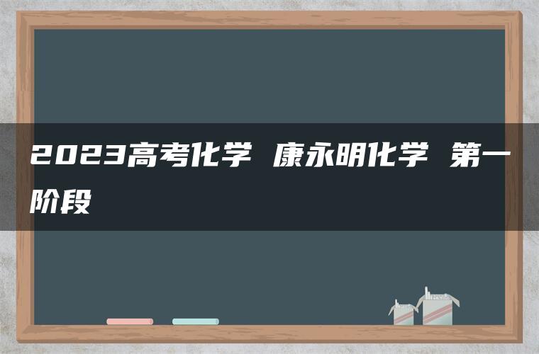 2023高考化学 康永明化学 第一阶段