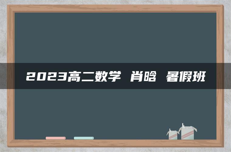 2023高二数学 肖晗 暑假班