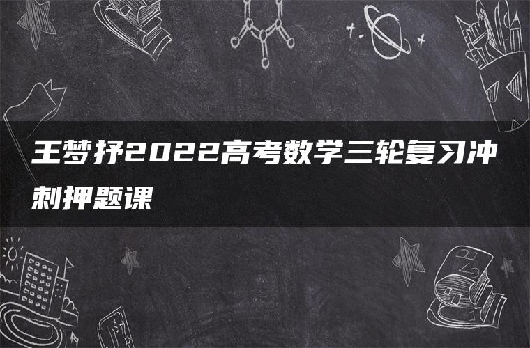 王梦抒2022高考数学三轮复习冲刺押题课