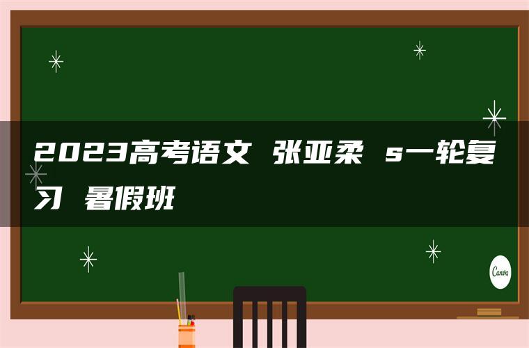 2023高考语文 张亚柔 s一轮复习 暑假班