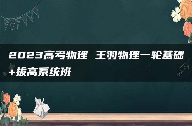 2023高考物理 王羽物理一轮基础+拔高系统班