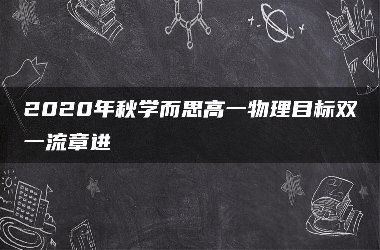 2020年秋学而思高一物理目标双一流章进