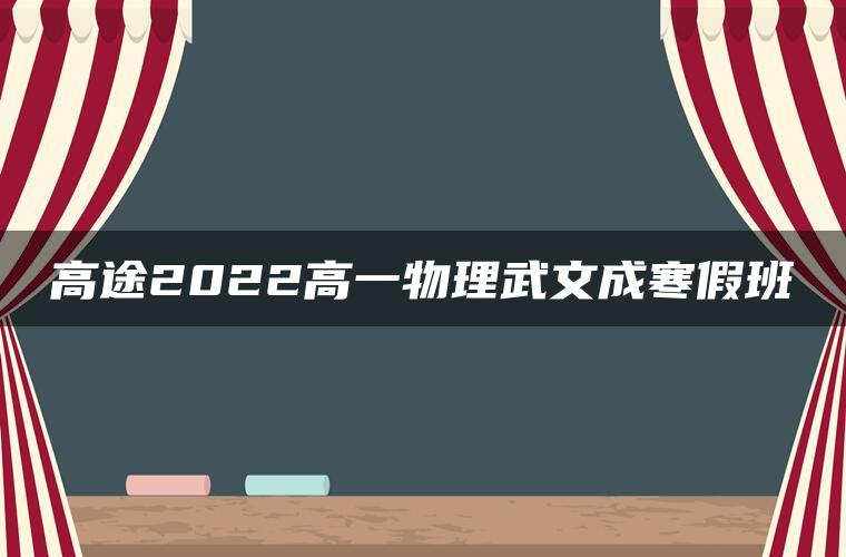 高途2022高一物理武文成寒假班