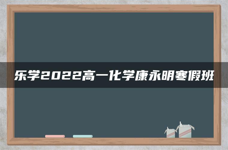 乐学2022高一化学康永明寒假班