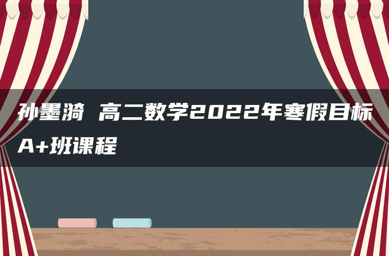 孙墨漪 高二数学2022年寒假目标A+班课程