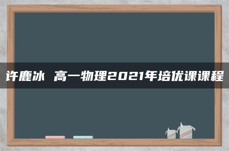 许鹿冰 高一物理2021年培优课课程