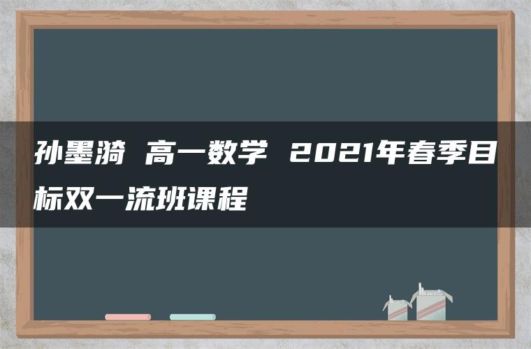 孙墨漪 高一数学 2021年春季目标双一流班课程