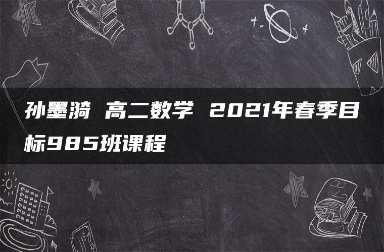 孙墨漪 高二数学 2021年春季目标985班课程