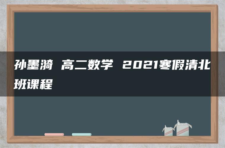 孙墨漪 高二数学 2021寒假清北班课程