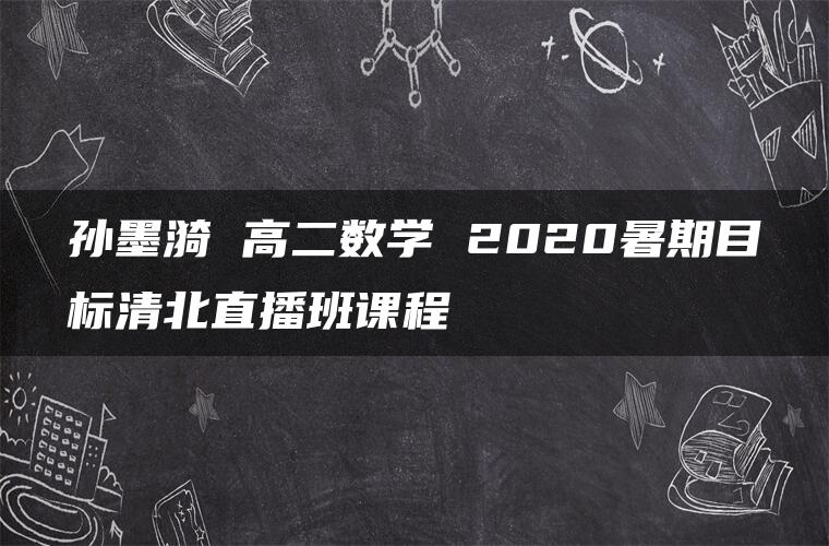 孙墨漪 高二数学 2020暑期目标清北直播班课程