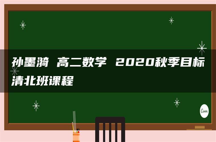 孙墨漪 高二数学 2020秋季目标清北班课程