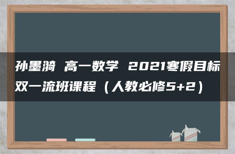 孙墨漪 高一数学 2021寒假目标双一流班课程（人教必修5+2）