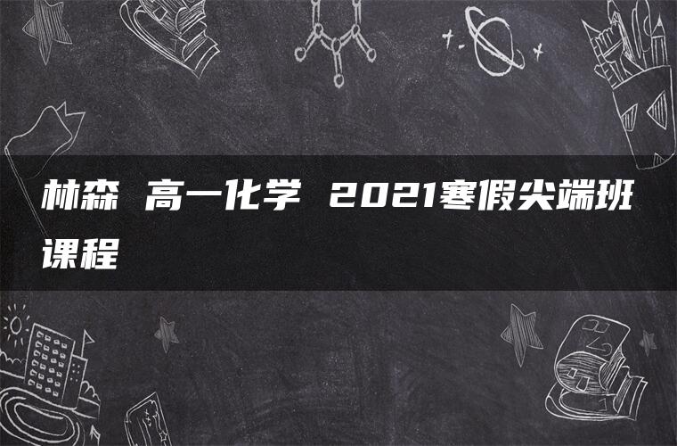 林森 高一化学 2021寒假尖端班课程