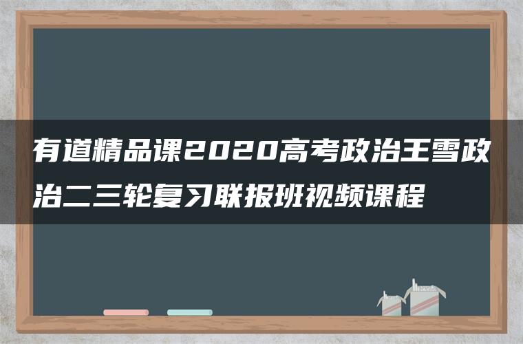 有道精品课2020高考政治王雪政治二三轮复习联报班视频课程