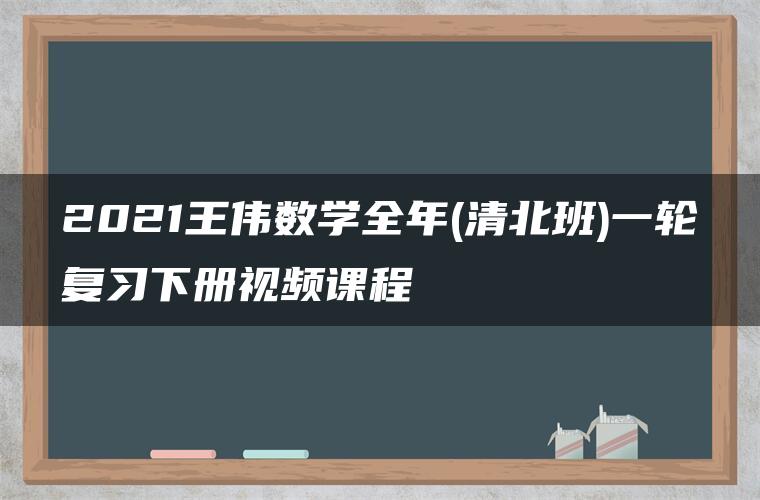 2021王伟数学全年(清北班)一轮复习下册视频课程