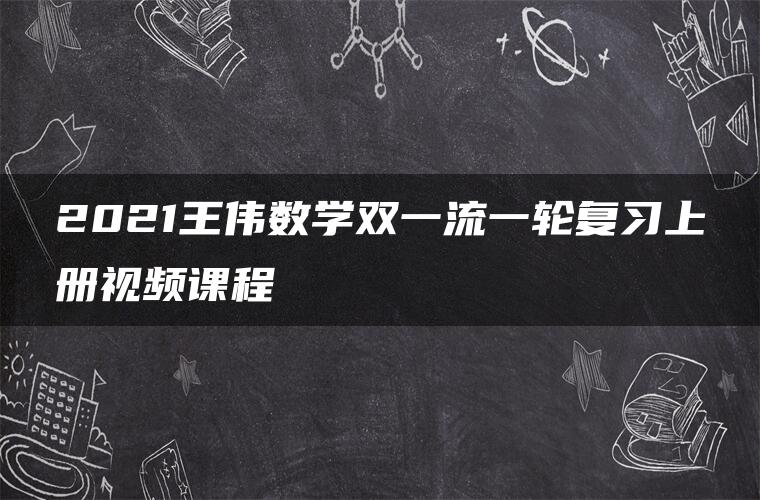 2021王伟数学双一流一轮复习上册视频课程