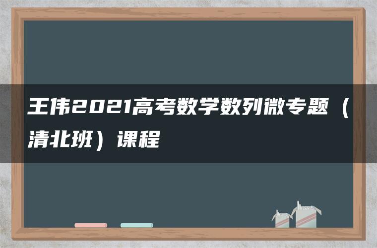 王伟2021高考数学数列微专题（清北班）课程