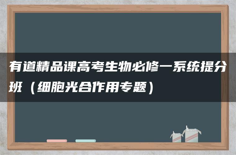 有道精品课高考生物必修一系统提分班（细胞光合作用专题）