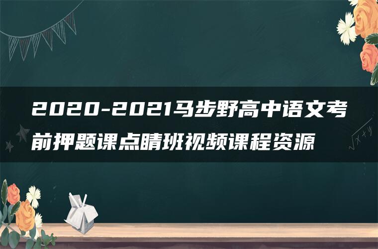 2020-2021马步野高中语文考前押题课点睛班视频课程资源